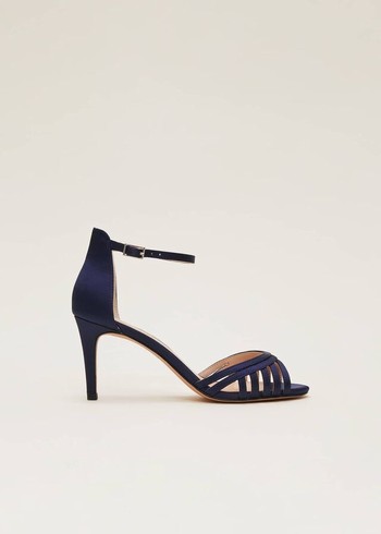 Phase Eight Satin Strappyed Heels Navy Australia | ES7269183